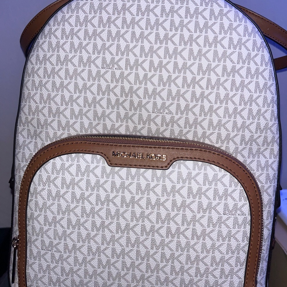 Michael Kors White and Brown Women’s  Backpack (COMES WITH BOX)